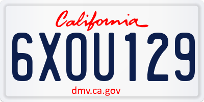 CA license plate 6XOU129