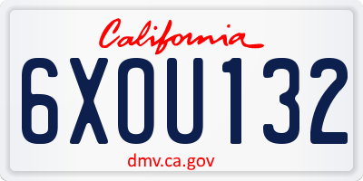 CA license plate 6XOU132
