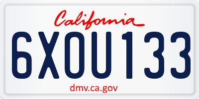 CA license plate 6XOU133