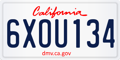 CA license plate 6XOU134