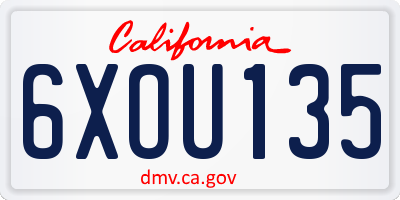 CA license plate 6XOU135