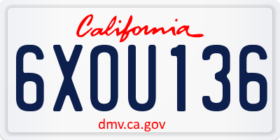 CA license plate 6XOU136