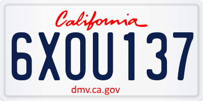 CA license plate 6XOU137