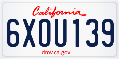 CA license plate 6XOU139