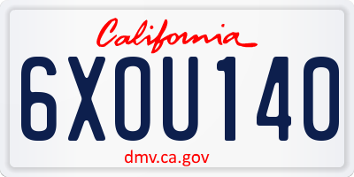 CA license plate 6XOU140