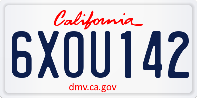 CA license plate 6XOU142