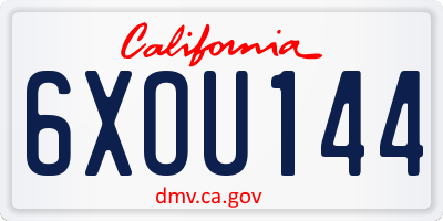CA license plate 6XOU144