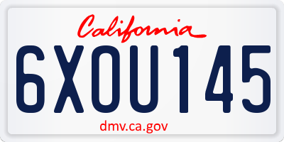CA license plate 6XOU145