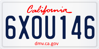 CA license plate 6XOU146