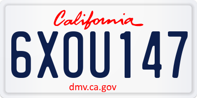 CA license plate 6XOU147