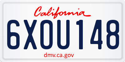 CA license plate 6XOU148