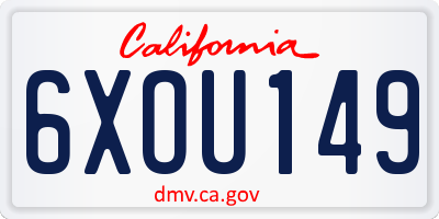 CA license plate 6XOU149
