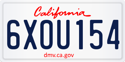 CA license plate 6XOU154