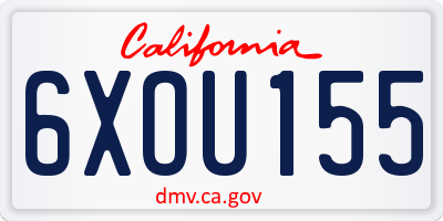CA license plate 6XOU155