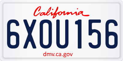 CA license plate 6XOU156