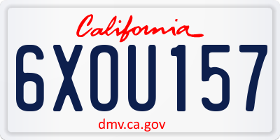 CA license plate 6XOU157