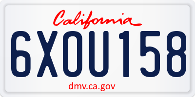 CA license plate 6XOU158