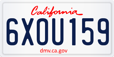 CA license plate 6XOU159