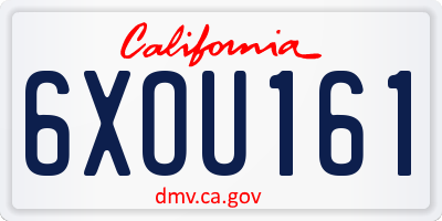 CA license plate 6XOU161
