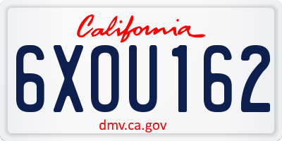 CA license plate 6XOU162
