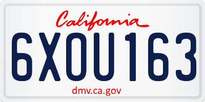 CA license plate 6XOU163