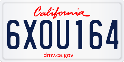 CA license plate 6XOU164