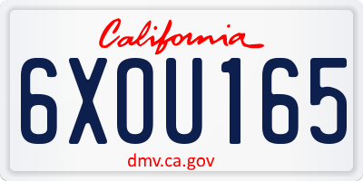 CA license plate 6XOU165