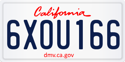 CA license plate 6XOU166