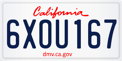 CA license plate 6XOU167