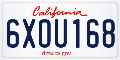 CA license plate 6XOU168