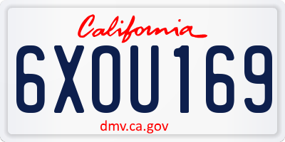 CA license plate 6XOU169