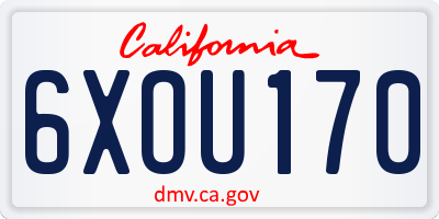 CA license plate 6XOU170