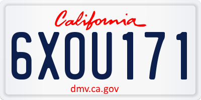 CA license plate 6XOU171