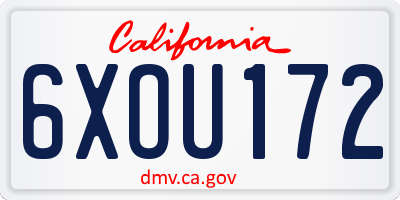 CA license plate 6XOU172