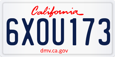 CA license plate 6XOU173