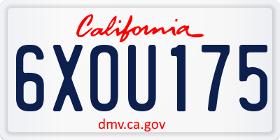 CA license plate 6XOU175