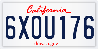 CA license plate 6XOU176