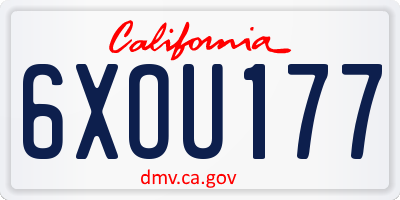 CA license plate 6XOU177
