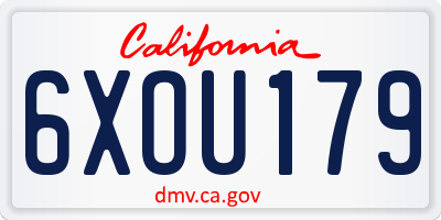 CA license plate 6XOU179