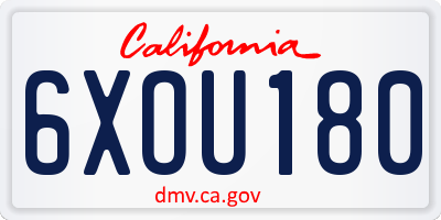 CA license plate 6XOU180