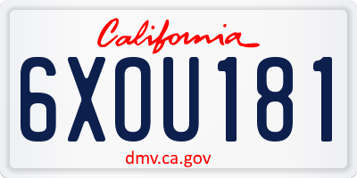 CA license plate 6XOU181