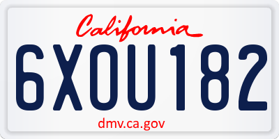 CA license plate 6XOU182