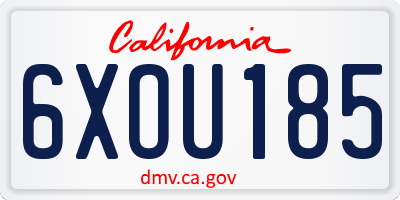 CA license plate 6XOU185