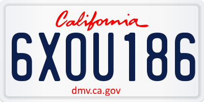 CA license plate 6XOU186