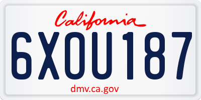 CA license plate 6XOU187