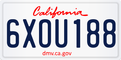 CA license plate 6XOU188