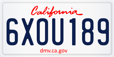 CA license plate 6XOU189