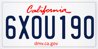 CA license plate 6XOU190