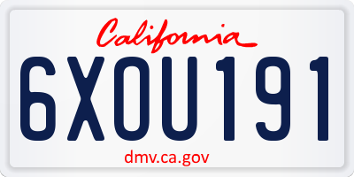 CA license plate 6XOU191