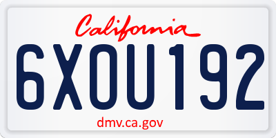CA license plate 6XOU192